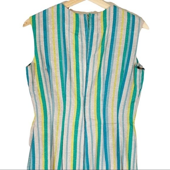 Vintage 1960's Handmade Striped Short Sleeveless Dress Size Small/Medium - Picture 5 of 6